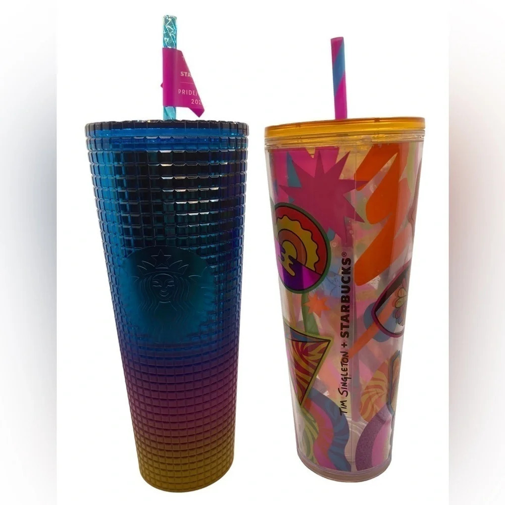 STARBUCKS SET Tim Singleton 2023 Ltd Edition PRIDE Venti Tumbler Cold Cups NWT - Picture 2 of 7